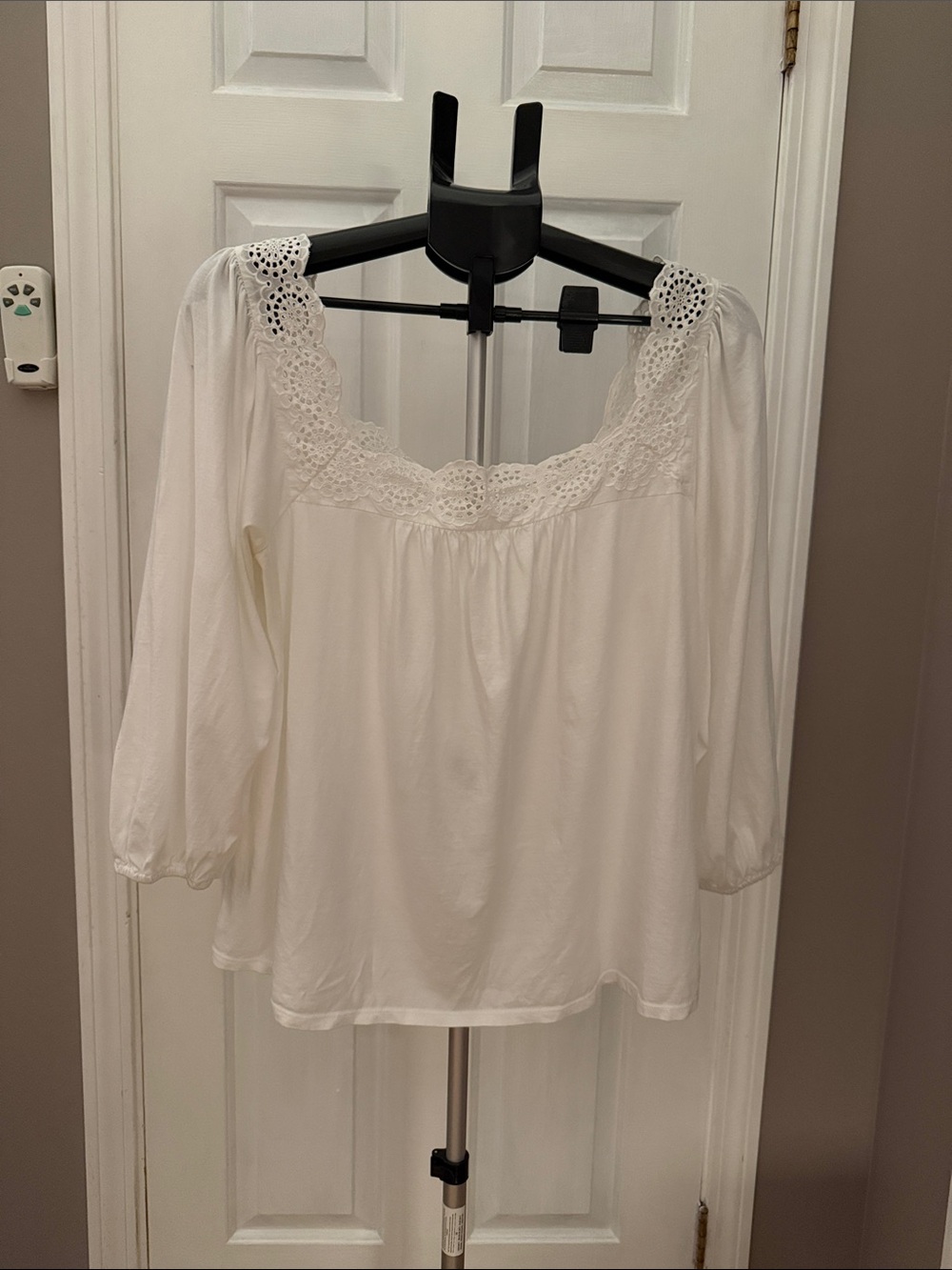 LOFT White Crochet-Trim Peasant Blouse